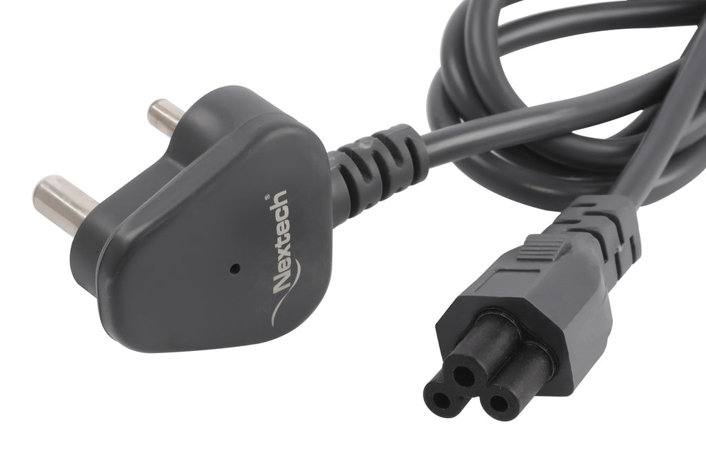 Nextech 3 Pin Power Cable IEC Mains Cord – 1.5 Meter (Grey), Compatible with Laptops, Printers, Monitors, and SMPS, 800W Power Output