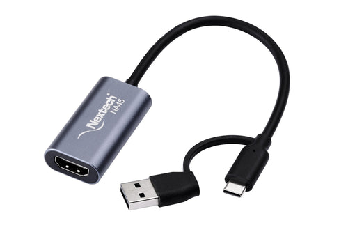 Nextech USB A+C to HDMI External Video Capture Card | 4K HDMI display| For Live Streaming, Gaming, Screen Sharing |