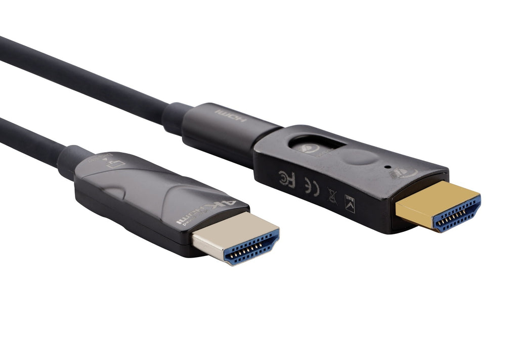 Nextech HDMI 2.0 Active Optical Cable with Detachable Connector | 18Gbps High Speed | 4K@60Hz Ultra HD | HDR, ARC, 4:4:4 Support | Gold Plated | Black