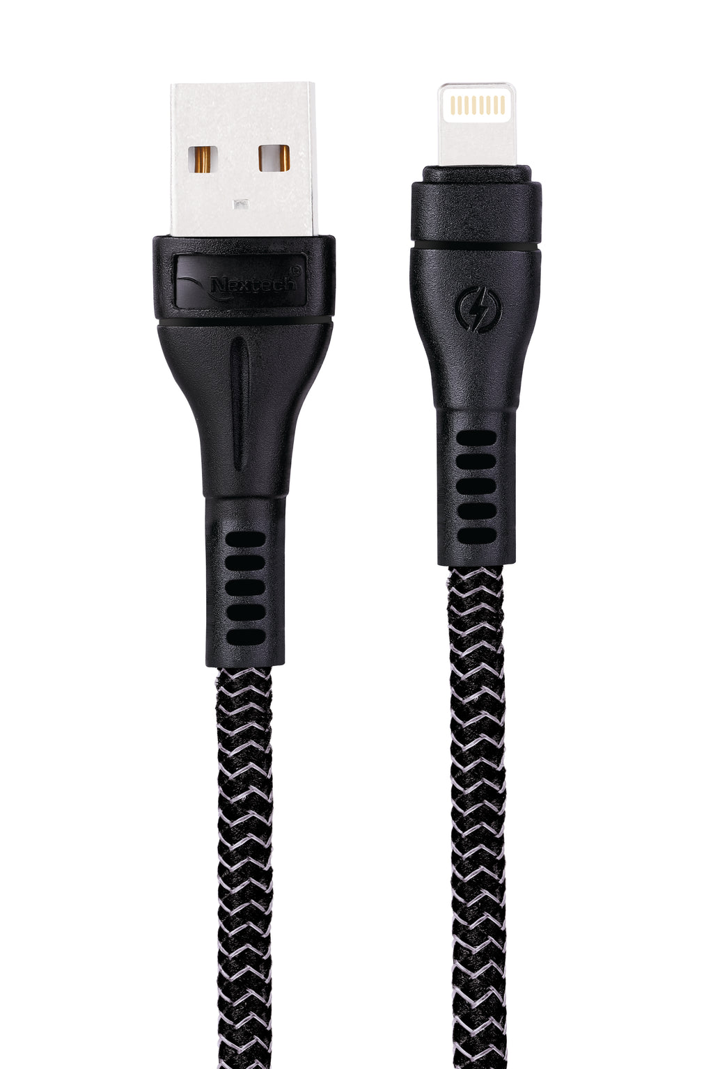 Nextech 1M Braided USB to Lightning Cable | 3.6A Fast Charging & 480Mbps Data Sync | iPhone & iPad Compatible, Black
