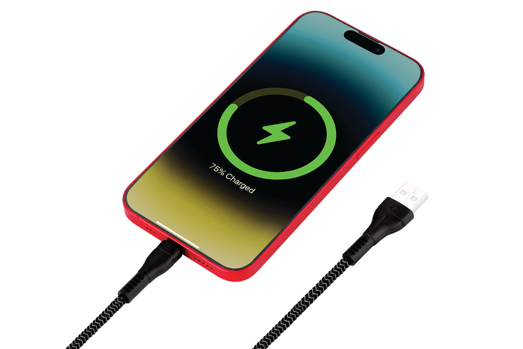 Nextech 1M Braided USB to Lightning Cable | 3.6A Fast Charging & 480Mbps Data Sync | iPhone & iPad Compatible, Black