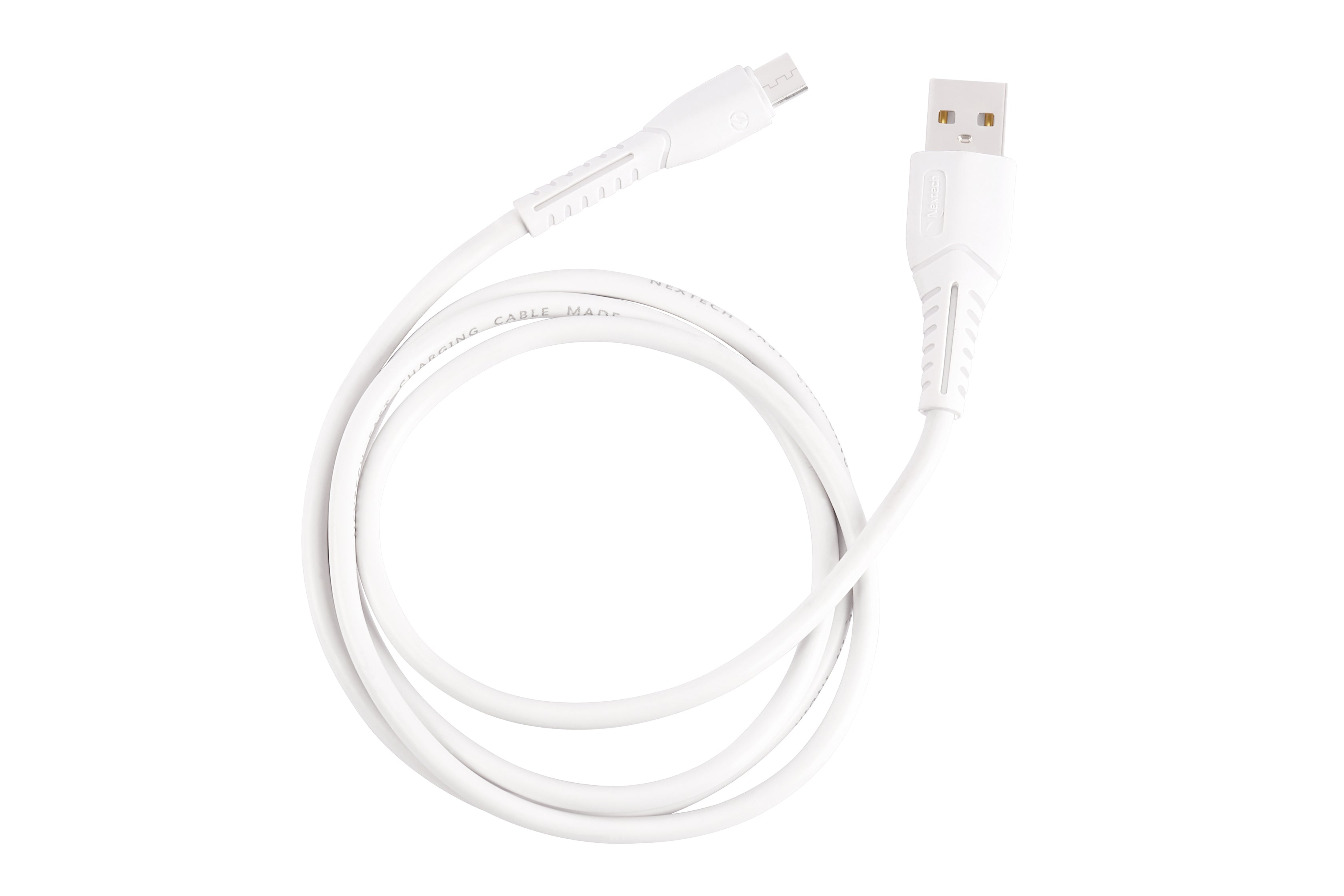 Nextech 1M Micro USB Fast Charging & Data Sync Cable | 2.4A High-Speed, Durable & Flexible, White