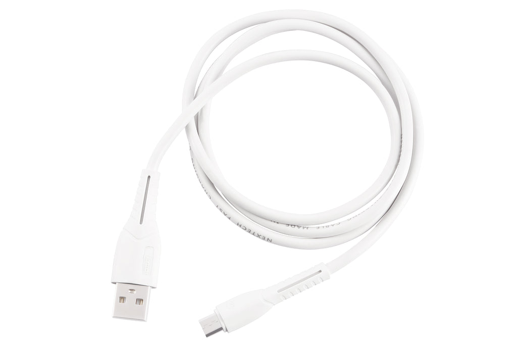 Nextech 1M Micro USB Fast Charging & Data Sync Cable | 2.4A High-Speed, Durable & Flexible, White