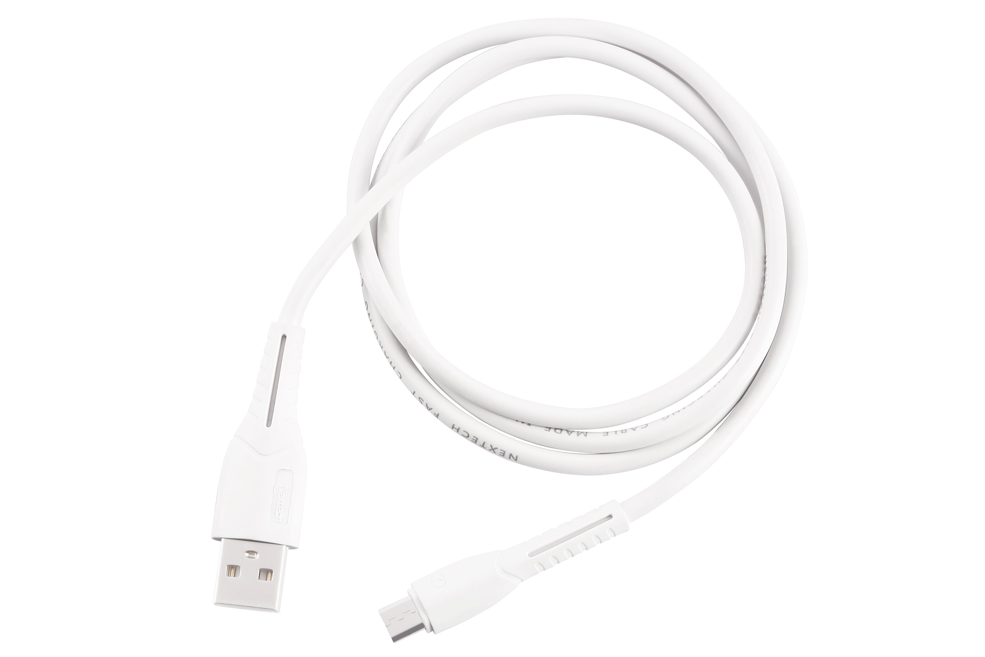 Nextech 1M Micro USB Fast Charging & Data Sync Cable | 2.4A High-Speed, Durable & Flexible, White