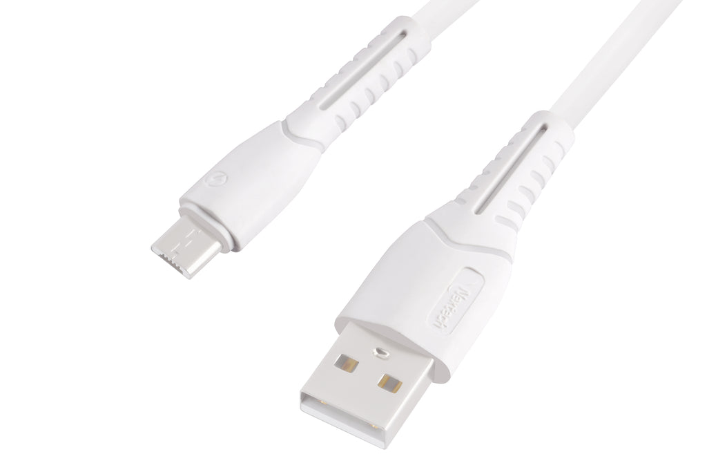 Nextech 1M Micro USB Fast Charging & Data Sync Cable | 2.4A High-Speed, Durable & Flexible, White