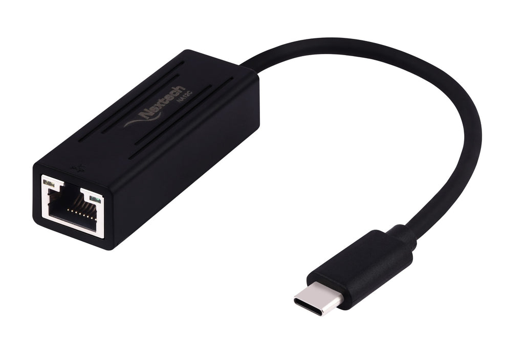 Nextech USB-C Male to RJ45 Gigabit Ethernet Adapter (Black)