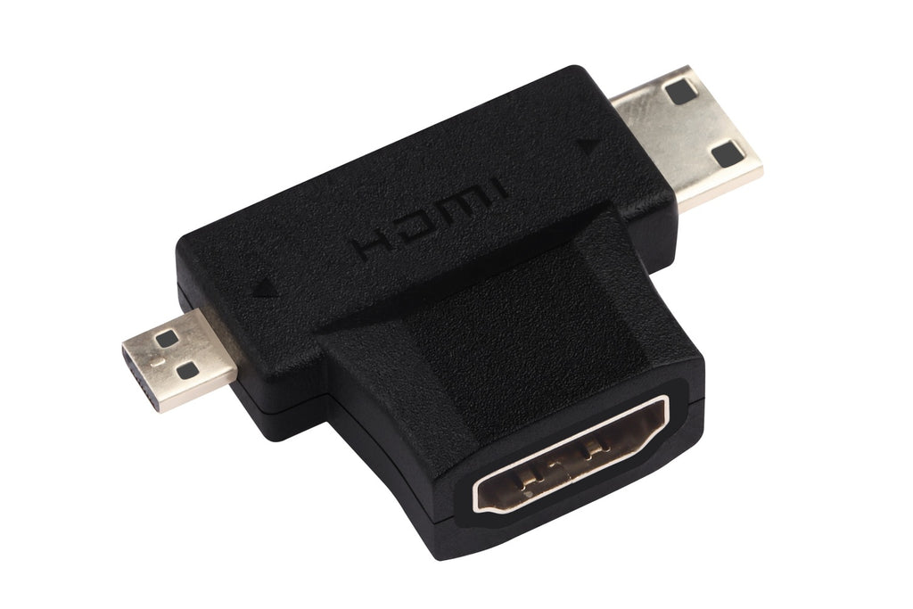 Nextech 2-in-1 Mini HDMI & Micro HDMI (Male) to HDMI (Female) Adapter | 4K Support | Plug & Play | Compatible with Cameras, Tablets, DSLR & Camcorders | Black