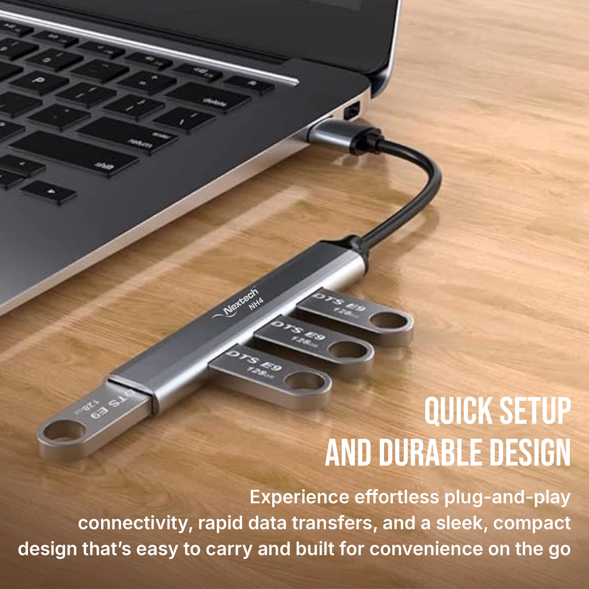 Nextech 4-in-1 USB-C to USB-A Hub | USB 3.0 + 3 USB 2.0 Ports | Laptop Docking Station for MacBook & PC