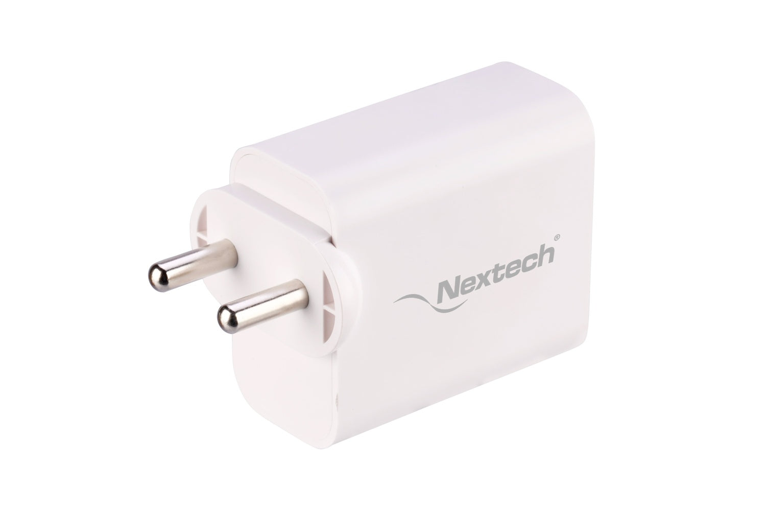 Nextech 65W Fast Charger Adapter | Dual Port Type-C & USB | PDQC & PPS for Laptops, Smartphones & Tablets