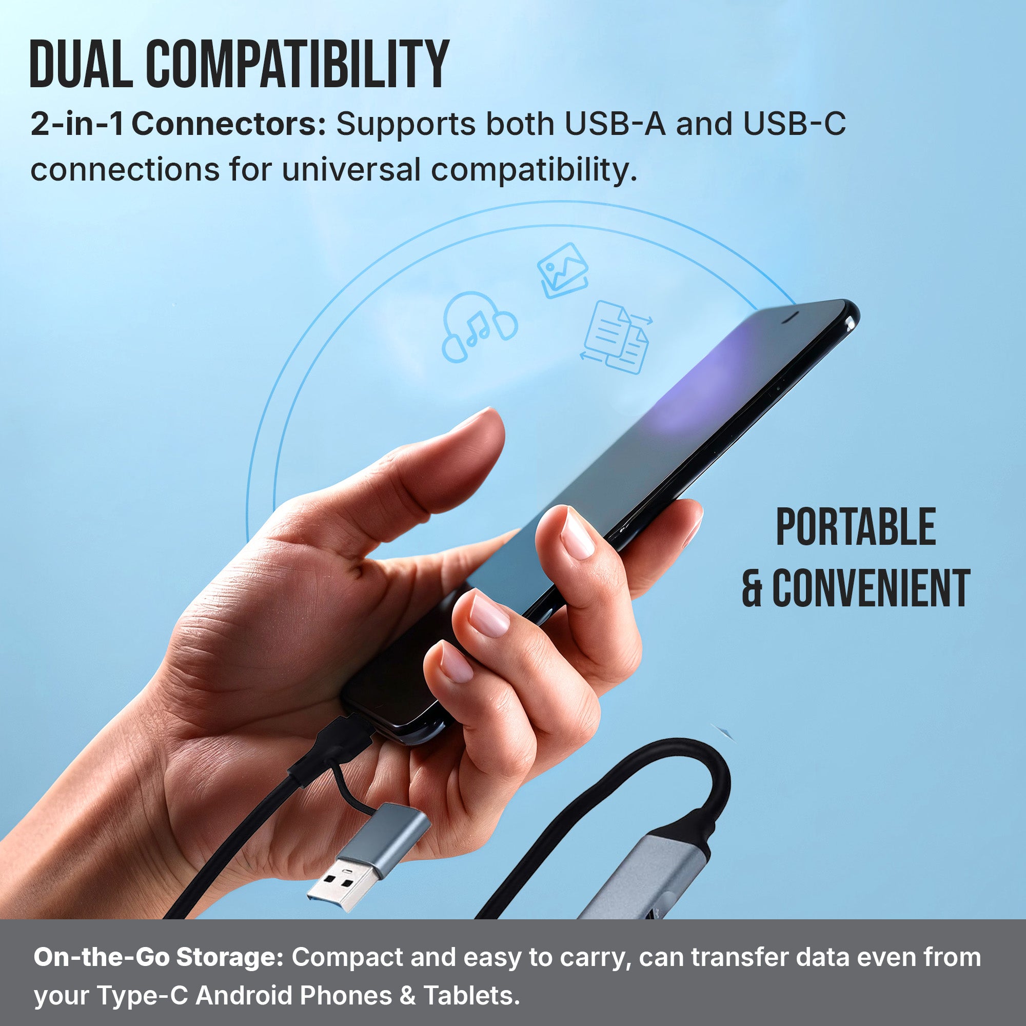 Nextech 5-in-2 USB-C Hub – SD/MicroSD Card Reader + 3 USB Ports for Laptop, PC & Mobile Devices