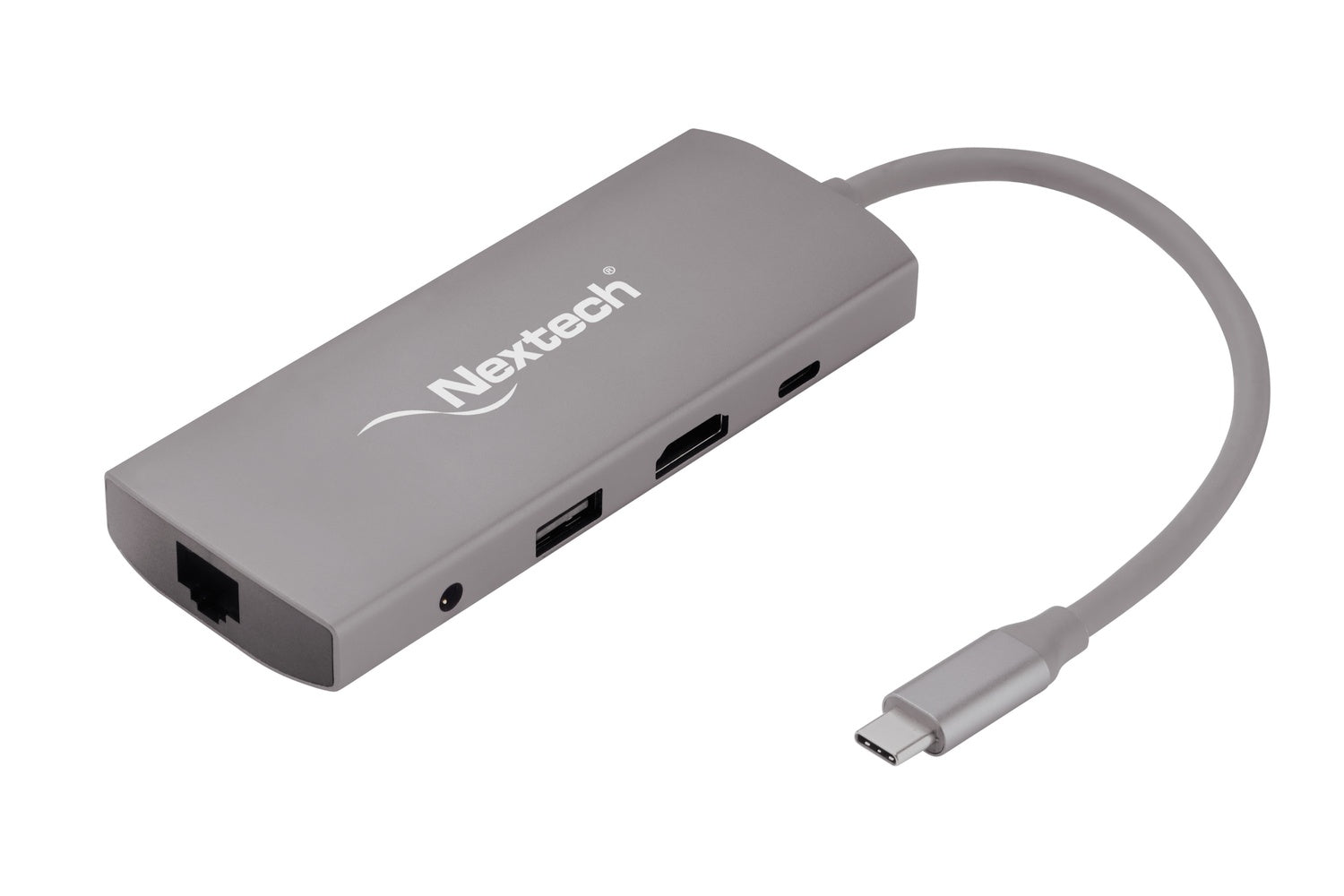 Nextech 9-in-1 USB-C Portable Docking Station | Type-C Adapter with 4K HDMI, Gigabit LAN, PD 100W Charging, USB 3.0 Ports, SD/TF Card Reader, Audio Jack | Compatible with MacBook, Windows | Grey