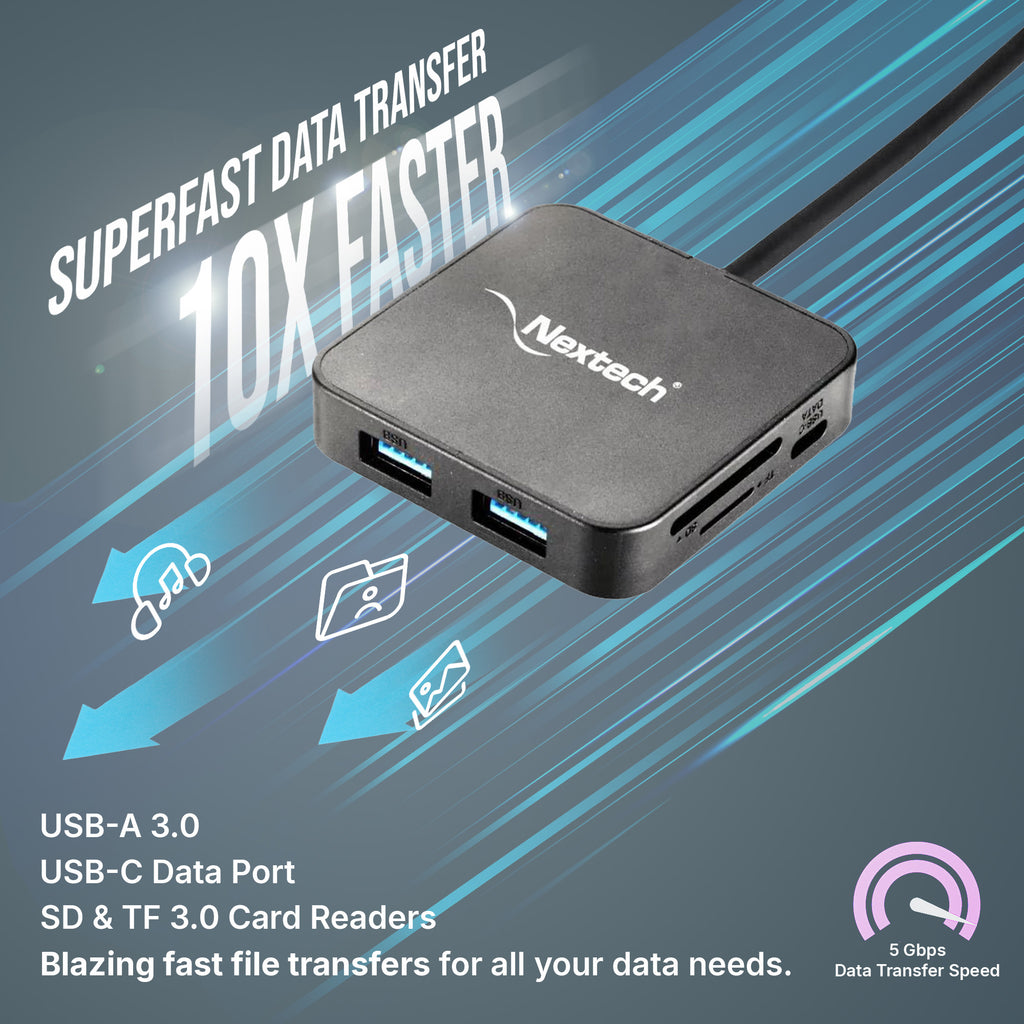 Nextech 7 in 1 USB-C Dock with 4K @30Hz HDMI, 2*USB 3.0, 1*100W Type-C PD, Type-C Data, TF/Micro SD Card Reader | Compatiable for Mac OS, Windows, Linux System, iPad, Android & All Type C Port Devices