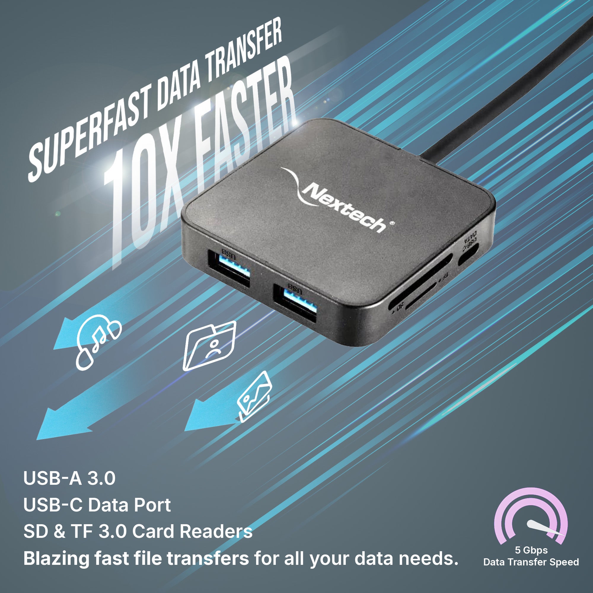 Nextech 7 in 1 USB-C Dock with 4K @30Hz HDMI, 2*USB 3.0, 1*100W Type-C PD, Type-C Data, TF/Micro SD Card Reader | Compatiable for Mac OS, Windows, Linux System, iPad, Android & All Type C Port Devices