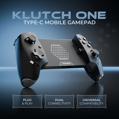 Buy 1 Get 1 Free | Nextech Klutch One Gamepad with iPhone 15 & Above/Android, XBOX, HID & Keymap Modes | Type C & Bluetooth Connectivity | Gaming Controller for Mobile, PC,Console | Mobile Gamepad & Mobile Controller
