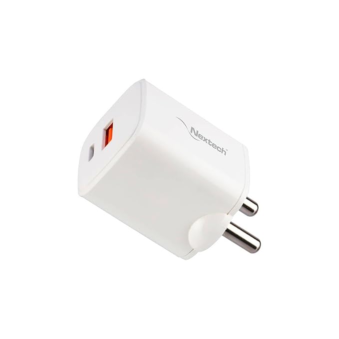 Nextech 35W Dual Port GaN Fast Charger | PDQC 3.0 | Type-C + USB | BIS Certified | Made in India