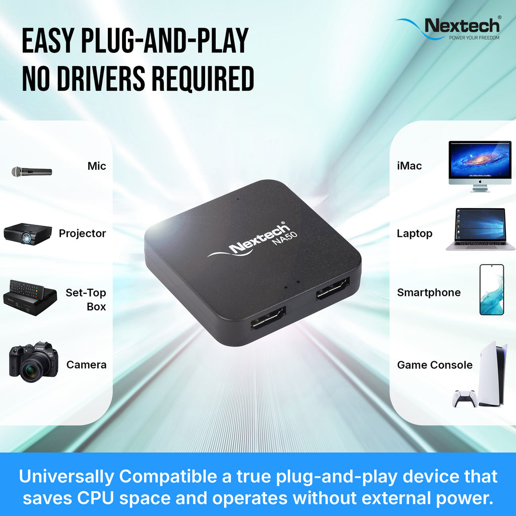 Nextech USB 3.2 Video Capture & Streaming Display Card, Ideal for Gaming, Broadcasting, and Video Recording