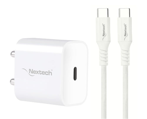 Nextech 20W PD 3.0 Type-C Fast Charger with 1M Type-C Cable for iPhone & Android