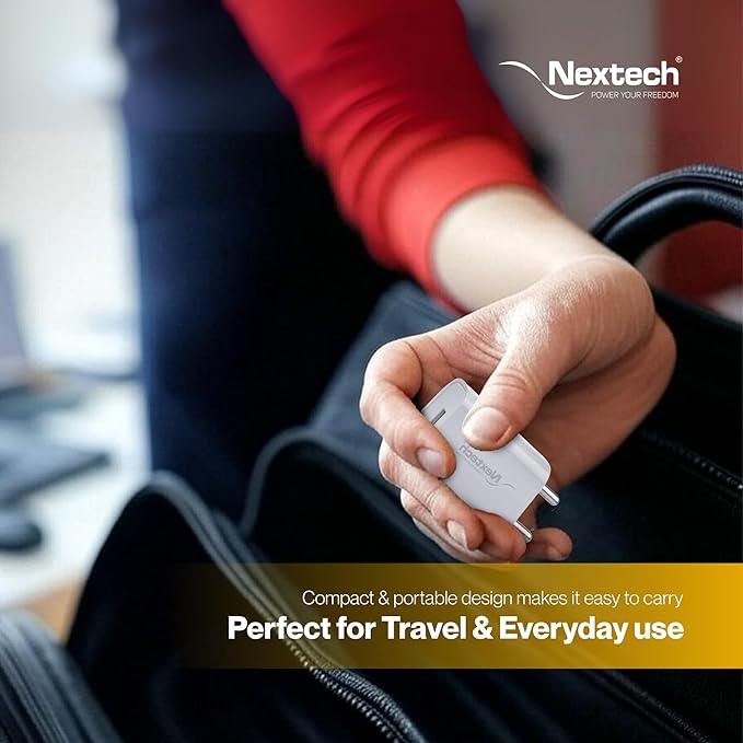 Nextech 12W 2.4A Single USB Fast Charger | BIS Certified | Universal Travel Adapter with USB-C Cable