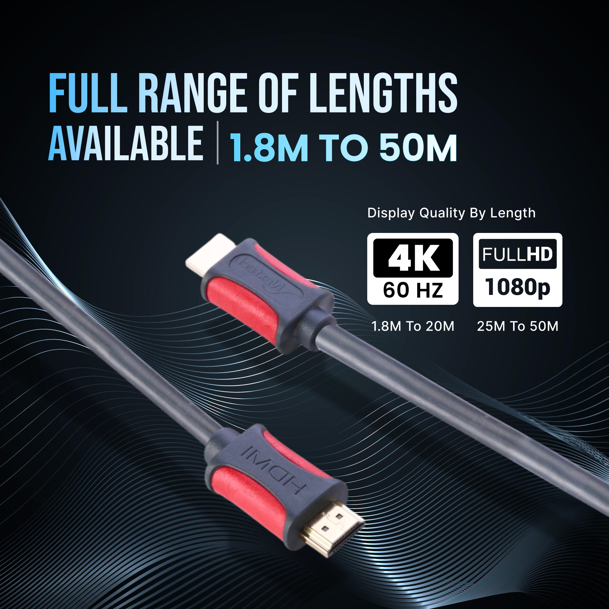 Nextech High-Speed HDMI 2.0 Cable with Ethernet - Supports 3D, Audio Return, Spruce Grey