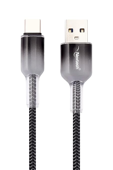 Nextech USB-A to USB-C 3A Fast Charging Cable | 2.44M Braided Cable | 480Mbps Data Sync, Grey