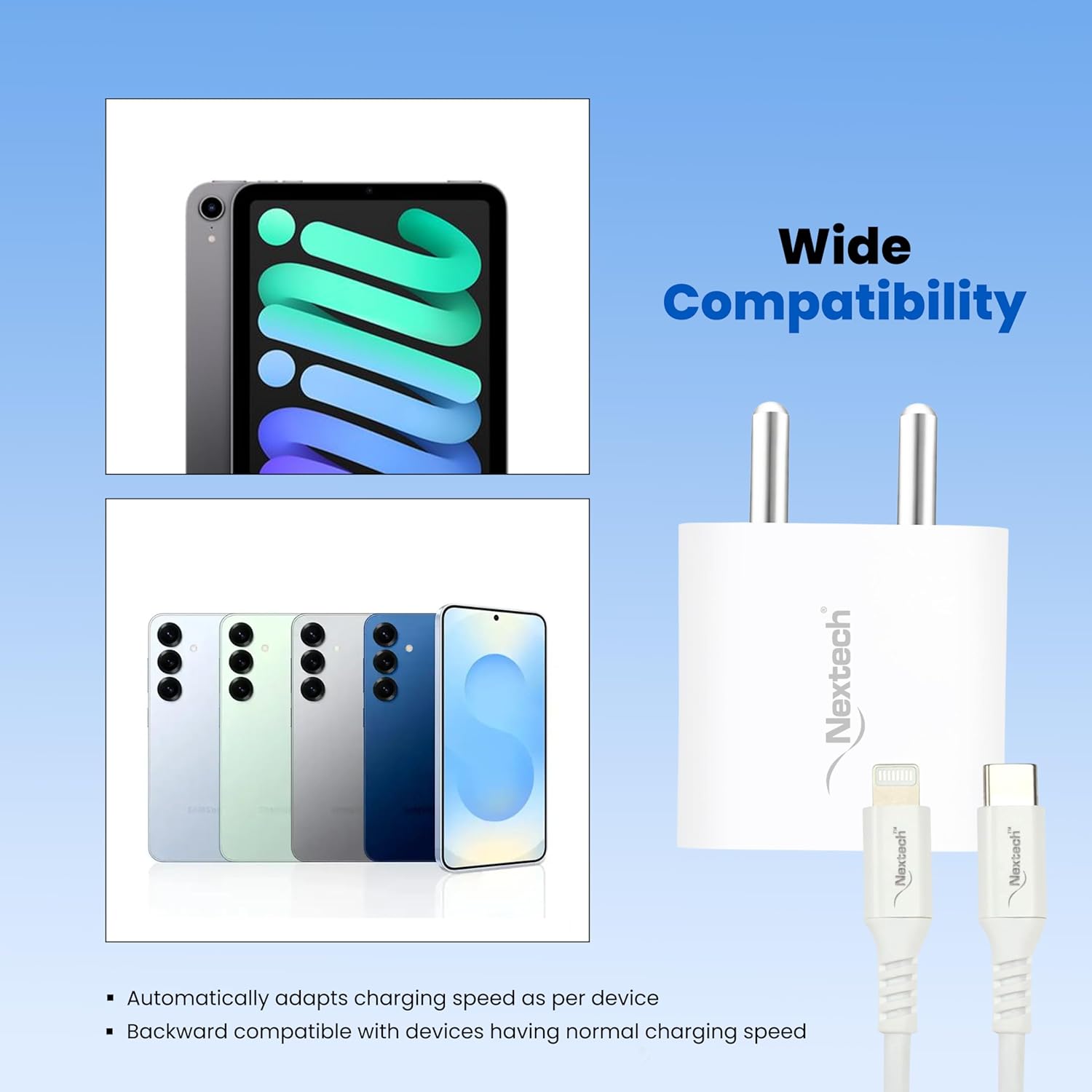 Nextech 20W Type-C PD Fast Charger with 18W Type-C to 8-Pin Cable (1.5M) for iPhone