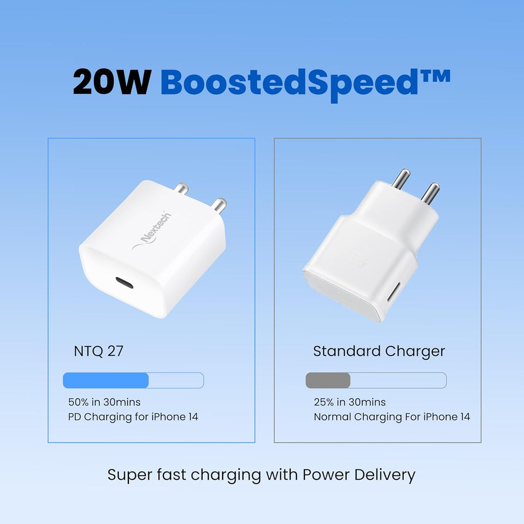 Nextech 20W Type-C PD Fast Charger with 18W Type-C to 8-Pin Cable (1.5M) for iPhone