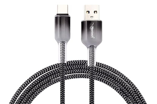Nextech USB-A to USB-C 3A Fast Charging Cable | 2.44M Braided Cable | 480Mbps Data Sync, Grey