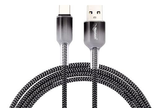 Nextech 1M Braided USB Type-C Cable | 3A Fast Charging & 480Mbps Data Sync, Black