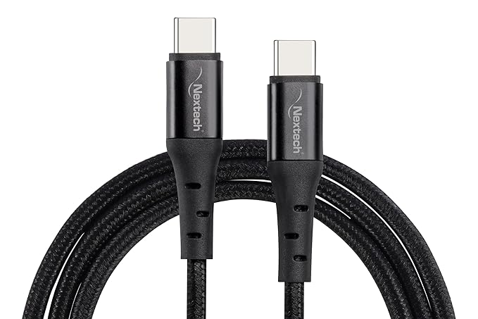 Nextech USB-C to USB-C Cable – 65W Fast Charge, Durable Braided, 1.2M for Phones & Laptops