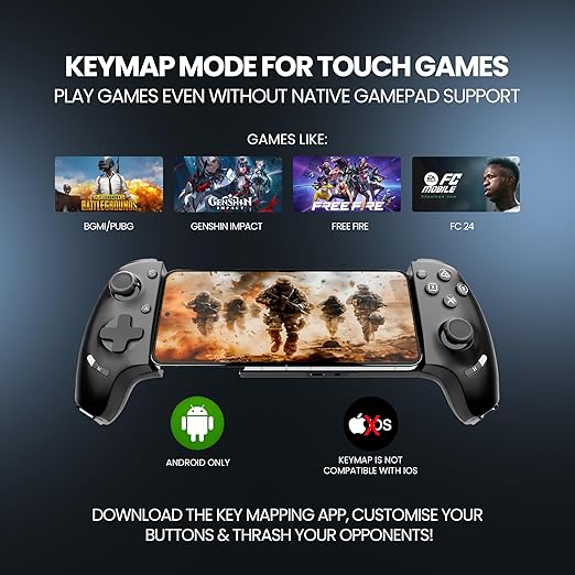 Nextech Klutch One Gamepad with iPhone 15 & Above/Android, XBOX, HID & Keymap Modes | Type C & Bluetooth Connectivity | Gaming Controller for Mobile, PC,Console | Mobile Gamepad & Mobile Controller