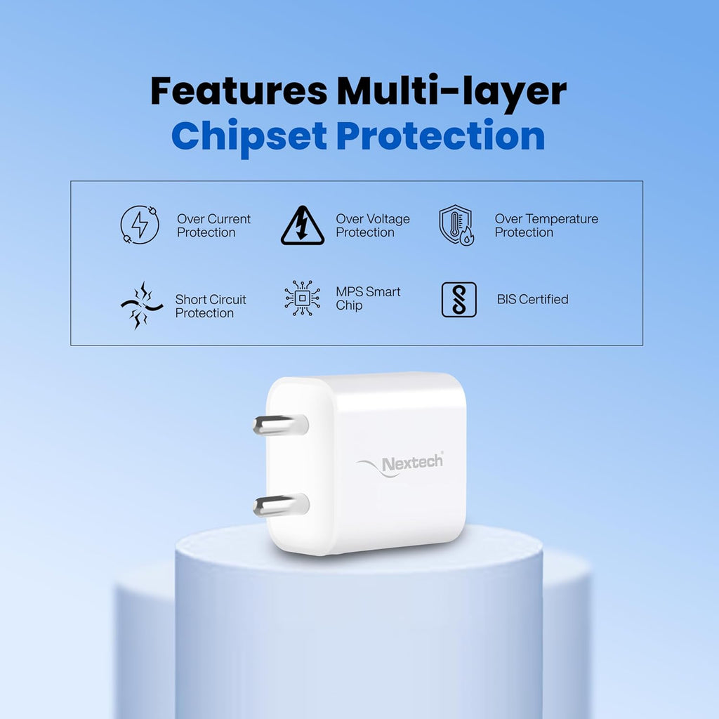 Nextech 20W Type-C PD Fast Charger with 18W Type-C to 8-Pin Cable (1.5M) for iPhone