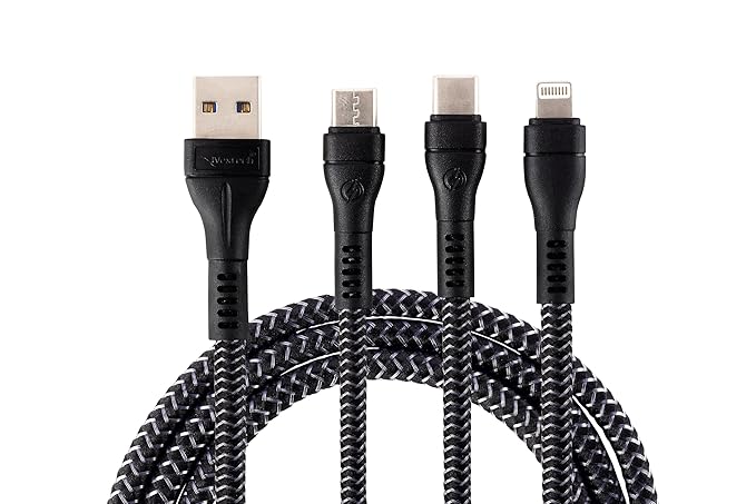 Nextech 3-in-1 Fast Charging USB Cable | Dual Type-C & Lightning | 1.2M Durable High-Speed Cable