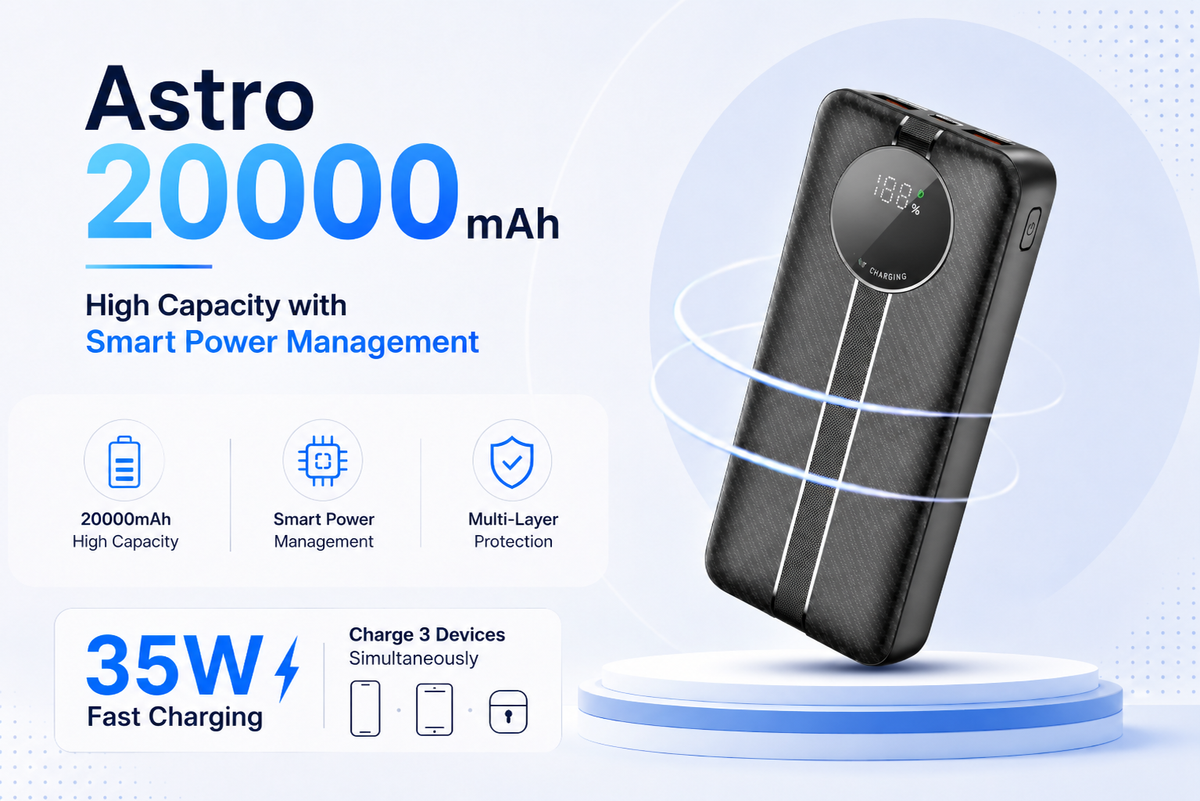 Nextech 20000mAh 35w Powerbank fast charging, Compatible with Laptop,Smartphones