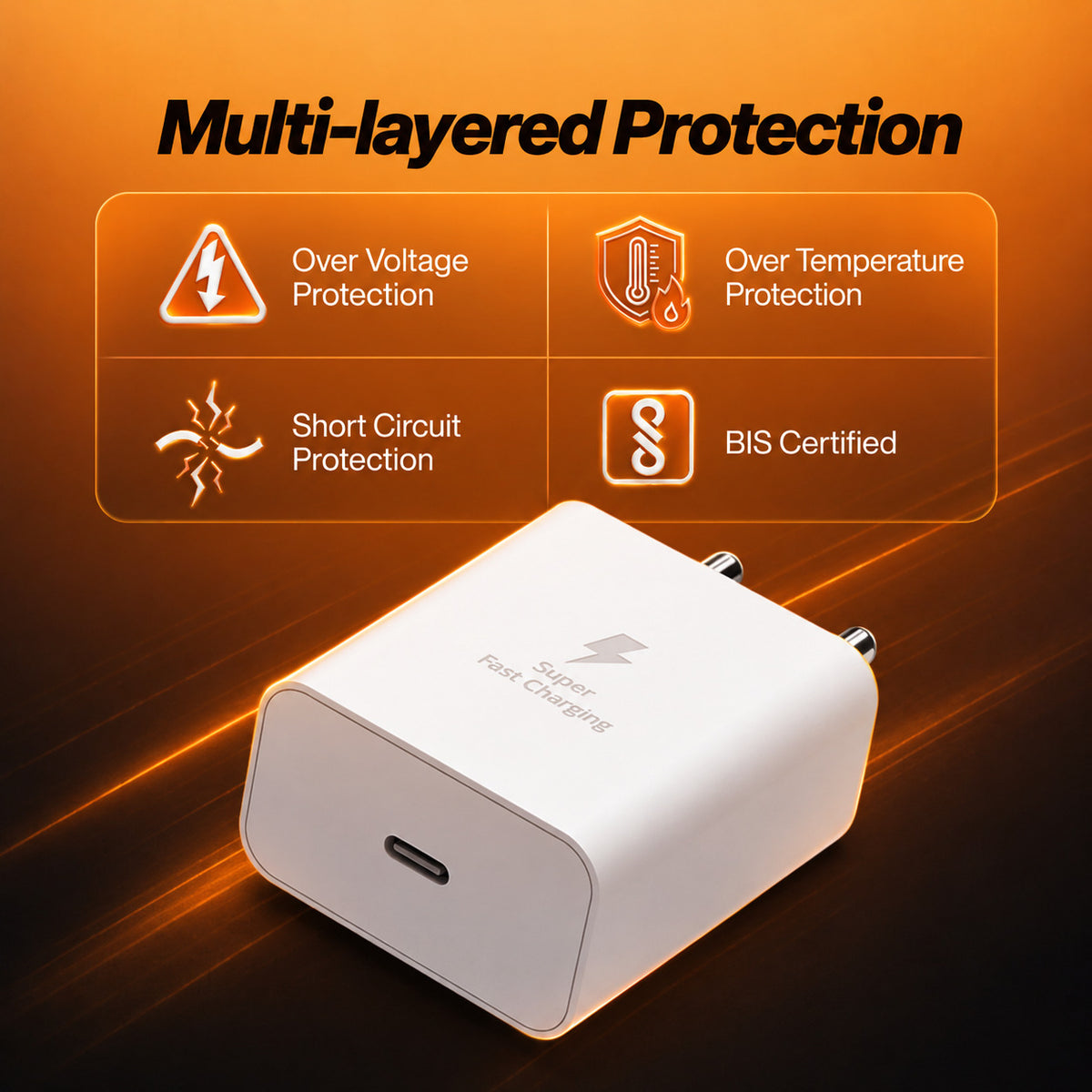Nextech 25W PD Fast Charger Combo with 45W Type-C to Type-C Cable, White