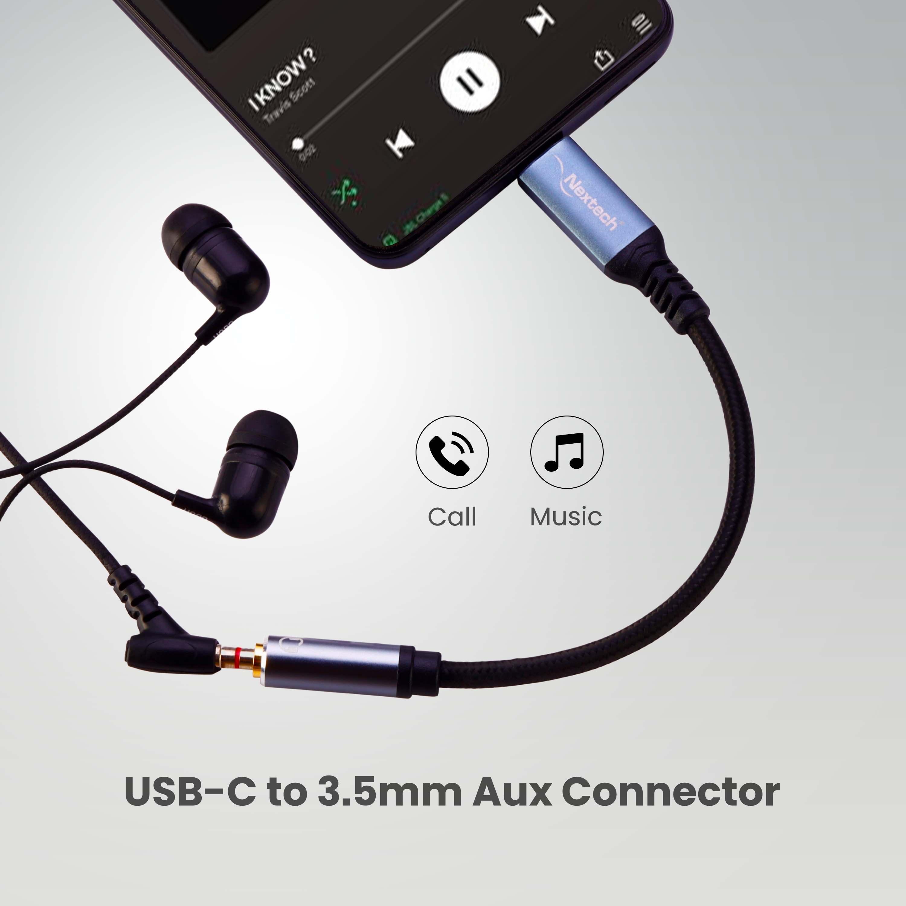 Nextech Type-C to 3.5mm Adapter with DAC | High-Quality Audio for Smartphones, Metal Build