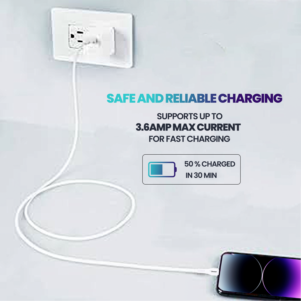 Nextech Fast Charging USB to Lightning Cable – 18W, 3.6A, Data Sync for iPhone, iPad & AirPods