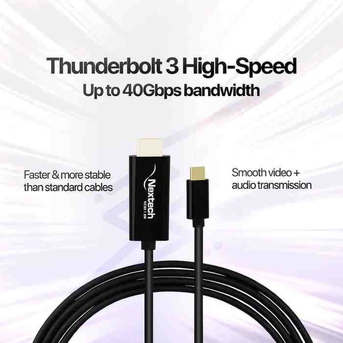 Nextech USB-C to HDMI Cable 1.8M | 4K@30Hz Video Output | Plug & Play | Compatible with MacBook, iPad Pro, Mac Mini, Laptops & Smartphones