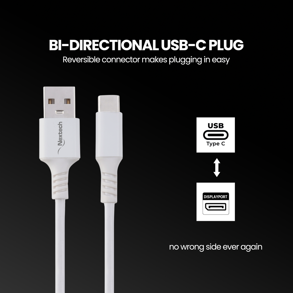 Nextech 1M Braided USB Type-C Cable | 3A Fast Charging & 480Mbps Data Sync, Black