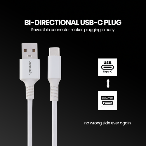 Nextech 1M Braided USB Type-C Cable | 3A Fast Charging & 480Mbps Data Sync, Black