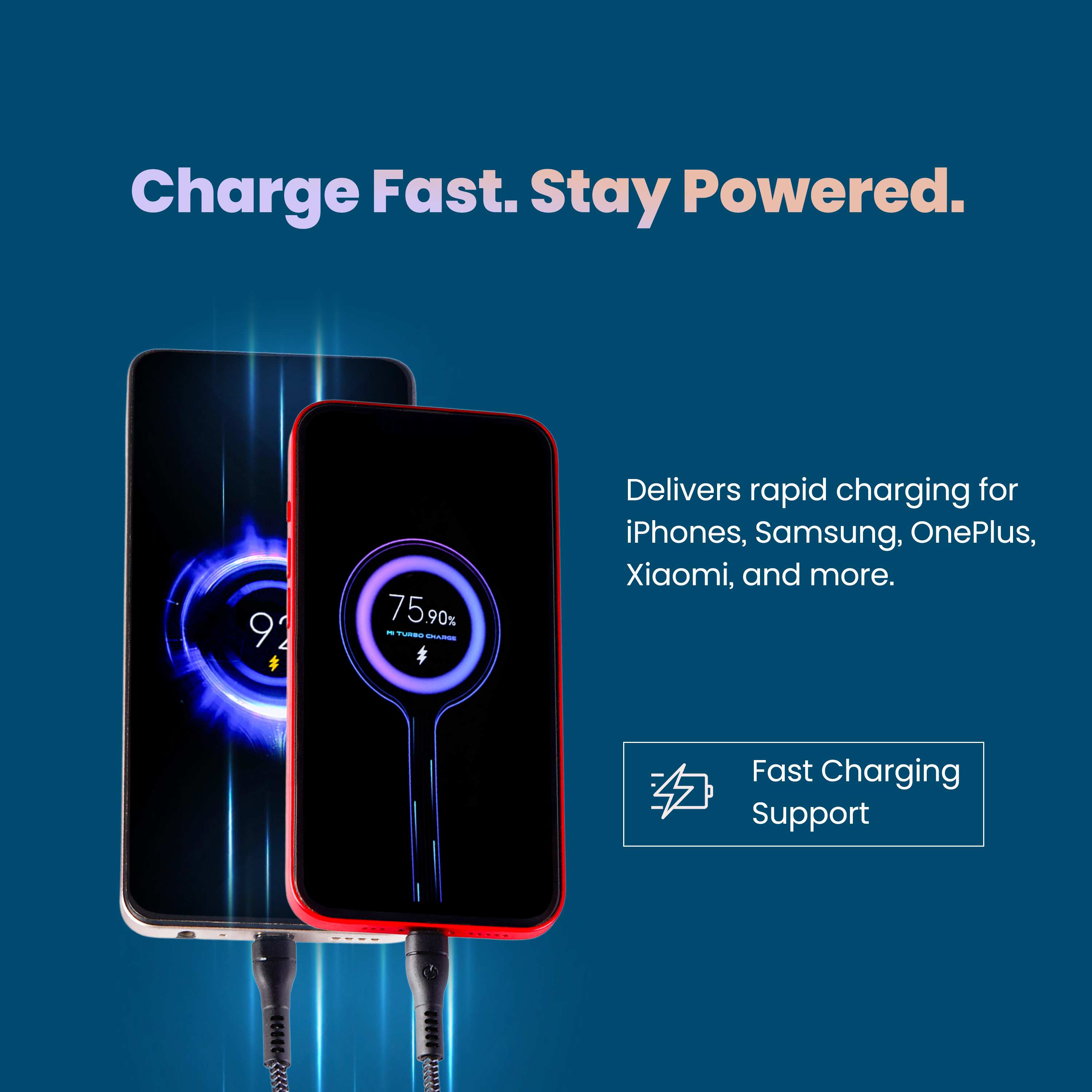 Nextech 3-in-1 Fast Charging USB Cable | Dual Type-C & Lightning | 1.2M Durable High-Speed Cable