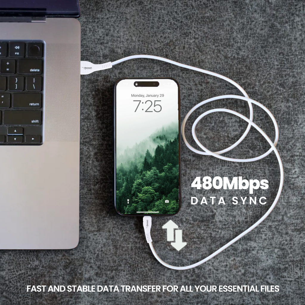 Nextech Fast Charging USB to Lightning Cable – 18W, 3.6A, Data Sync for iPhone, iPad & AirPods