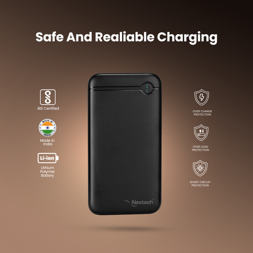Nextech Hercules 20000mAh Power Bank | 22.5W PDQC Fast Charging | Triple Output (PD + 2USB) & Dual Input (Type-C + Micro USB)