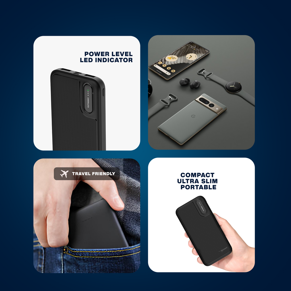 Nextech 10000mAh Power Bank | Type-C + Micro Input, Dual Output, Fast & Reliable Charging
