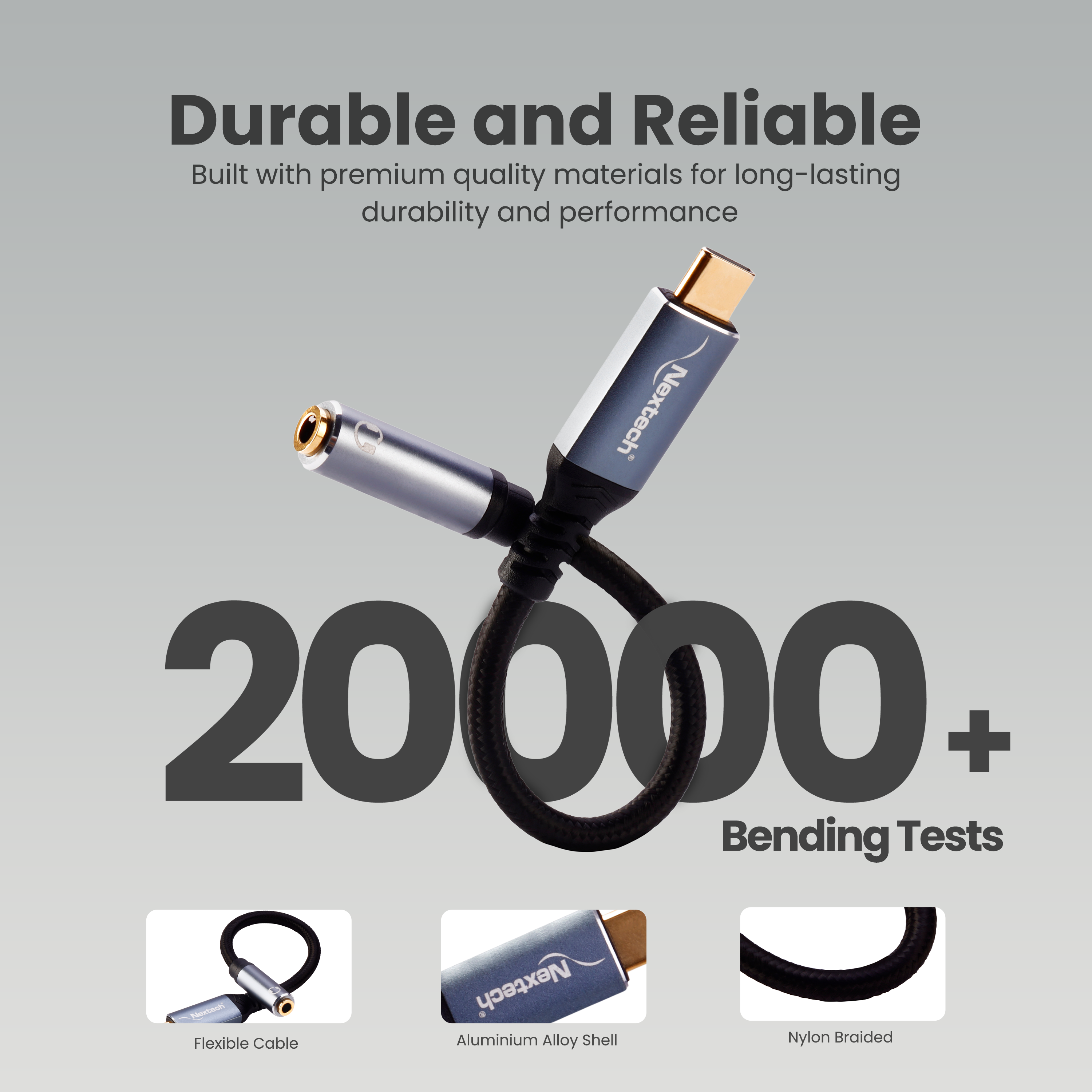 Nextech Type-C to 3.5mm Adapter with DAC | High-Quality Audio for Smartphones, Metal Build