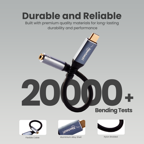 Nextech Type-C to 3.5mm Adapter with DAC | High-Quality Audio for Smartphones, Metal Build
