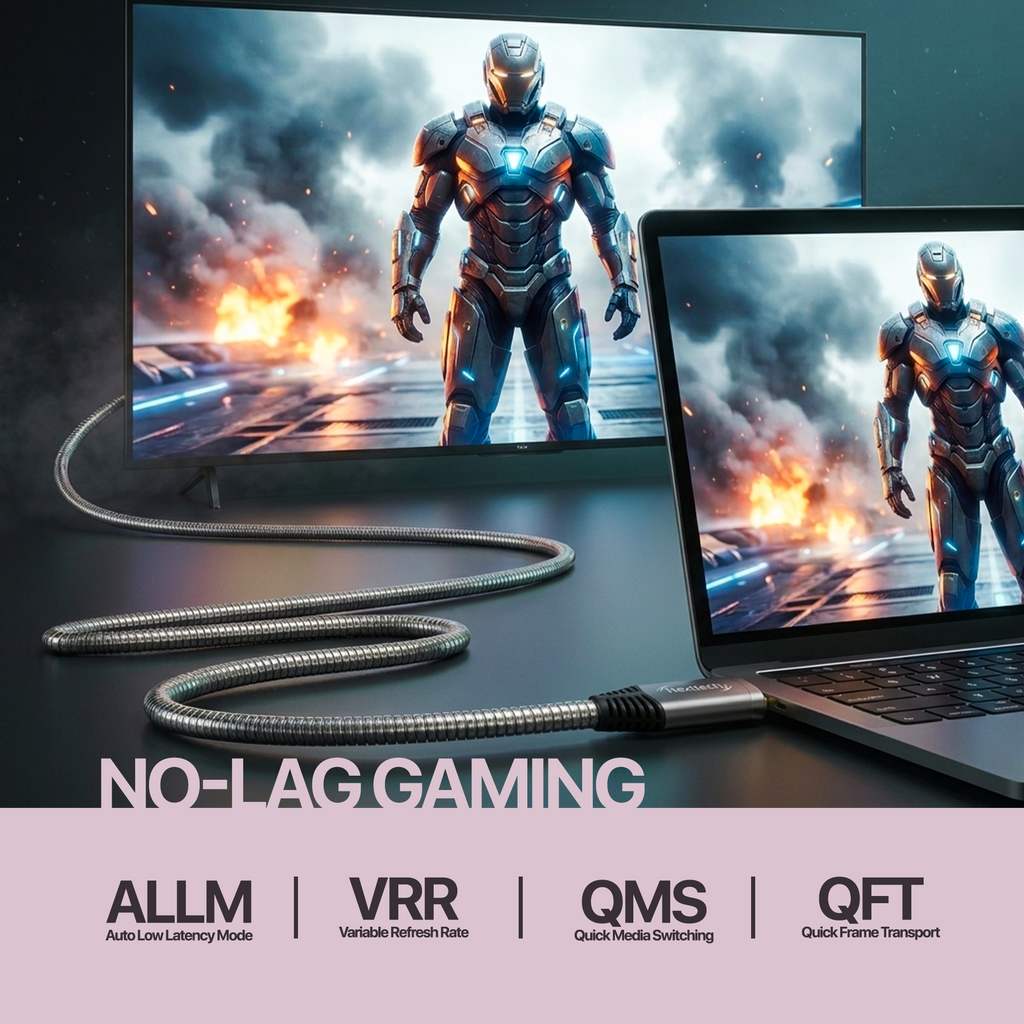 Nextech HDMI Armoured AOC Cable | 4K@60Hz | Unbreakable Stainless Steel | 18Gbps Bandwidth