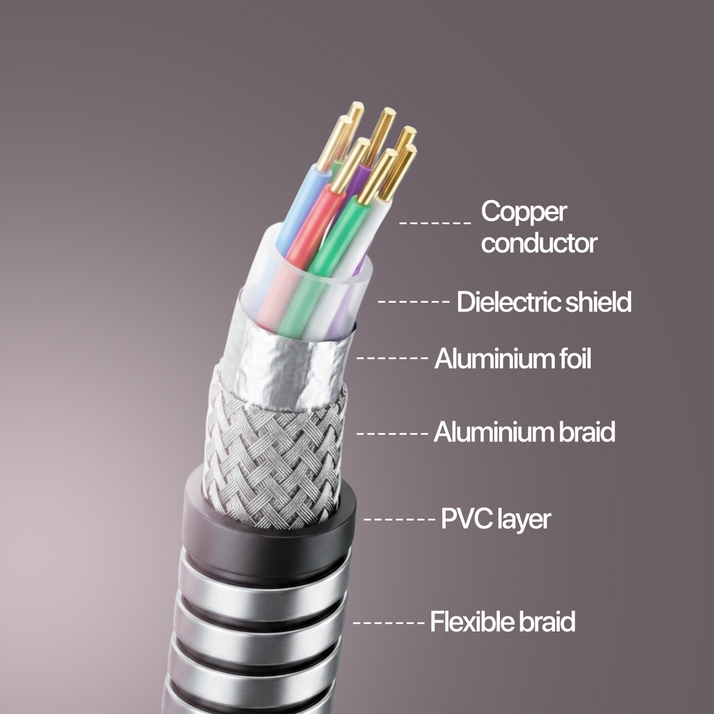 Nextech HDMI Armoured AOC Cable | 4K@60Hz | Unbreakable Stainless Steel | 18Gbps Bandwidth