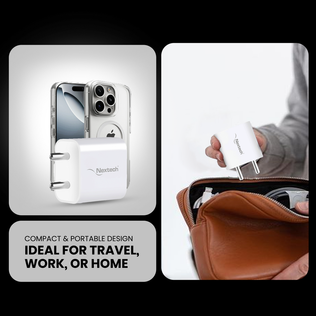 Nextech 20W PD 3.0 Fast Charger | Type-C Power Adapter for iPhone 16/15/14, iPad & Android