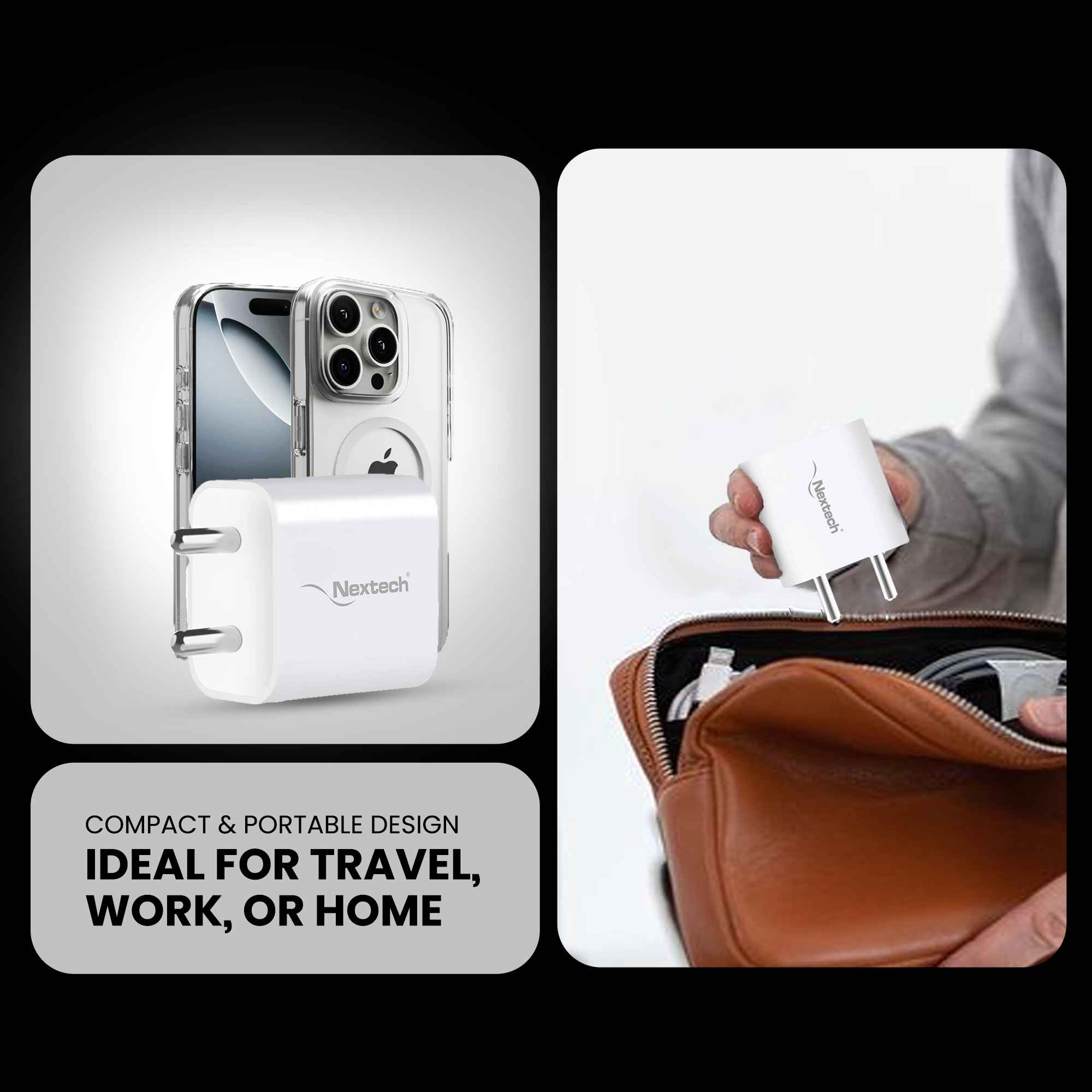 Nextech 20W PD 3.0 Fast Charger | Type-C Power Adapter for iPhone 16/15/14, iPad & Android