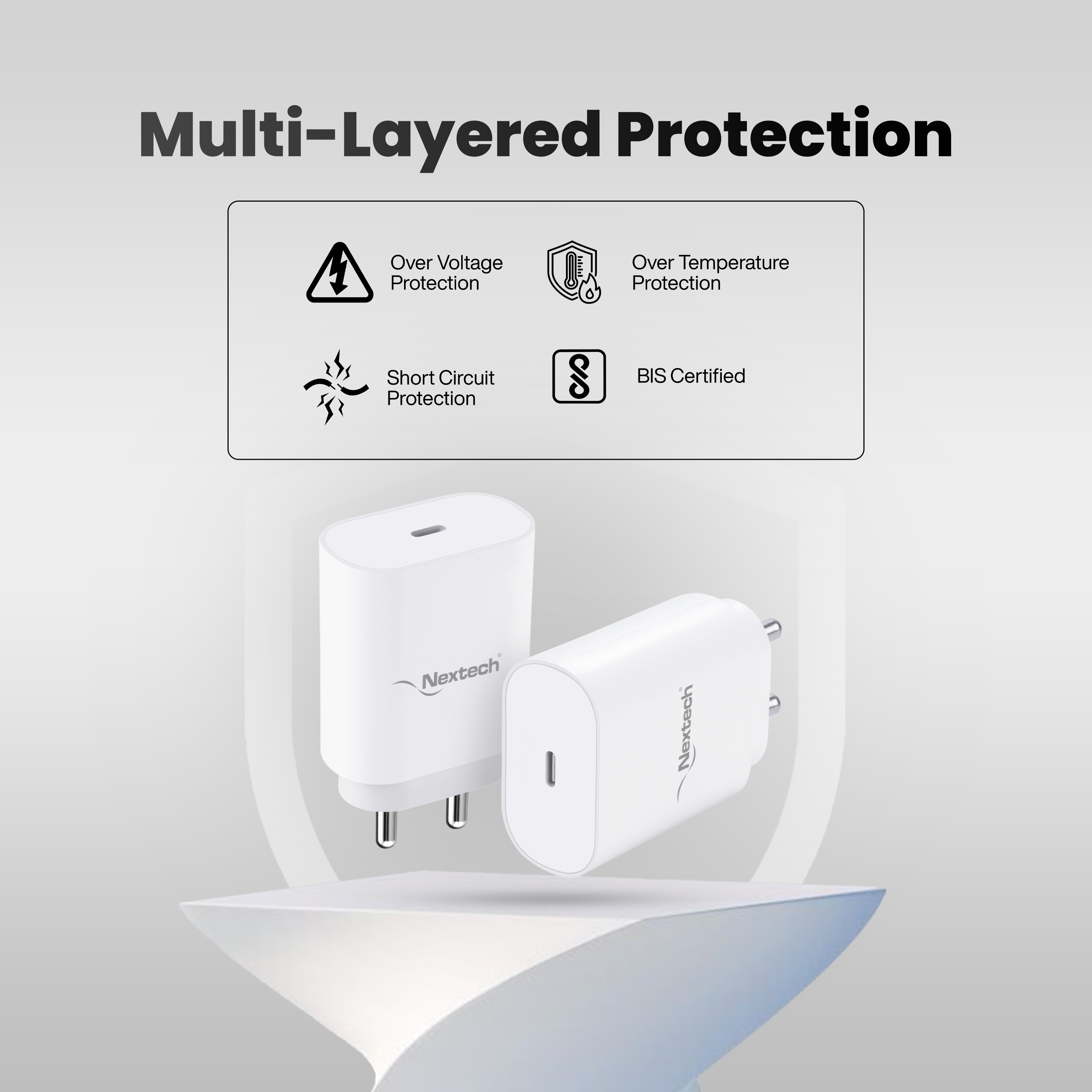 Nextech 25W USB-C PD Fast Charger | Safe & Efficient Charging | BIS, CE & RoHS Certified |